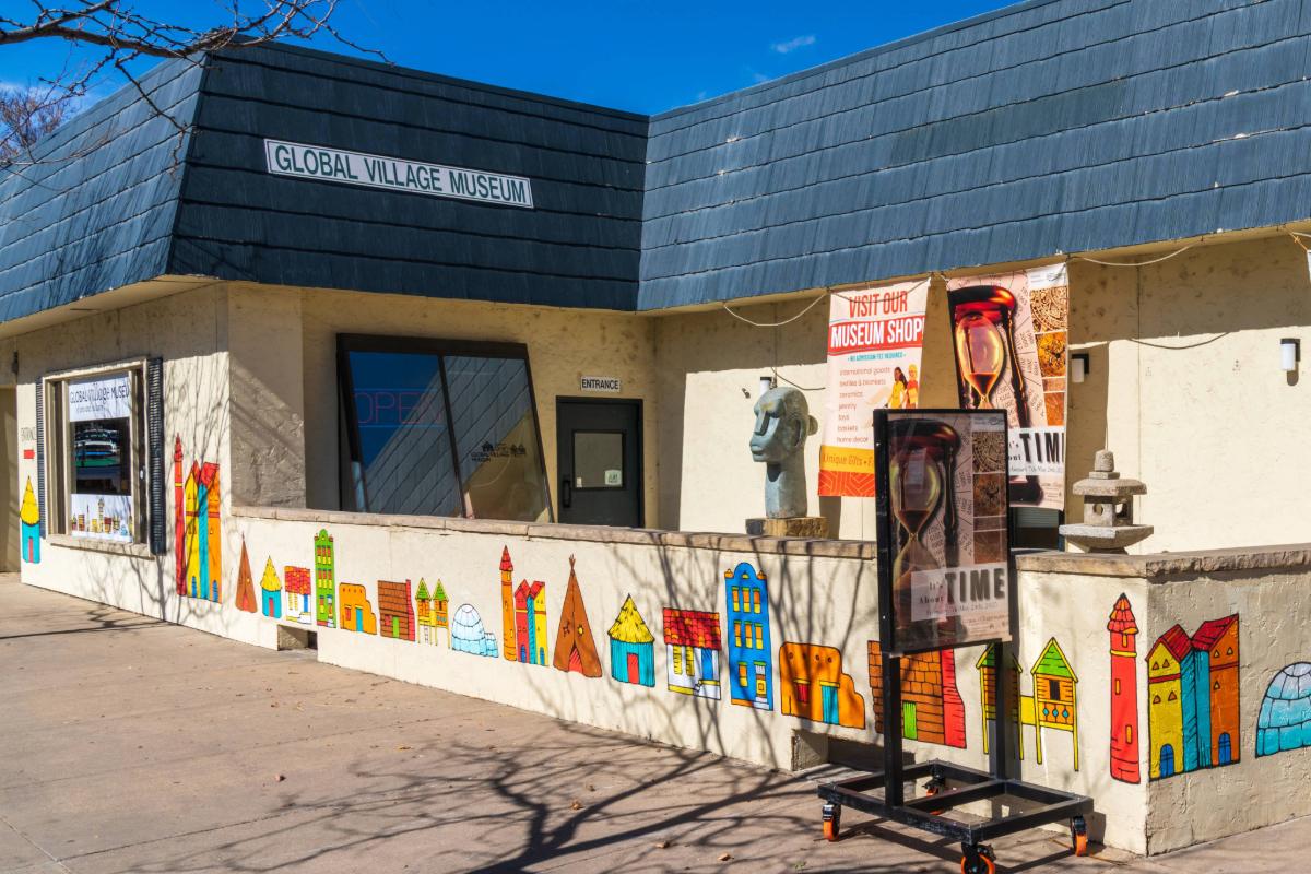 Exterior of the Global Village Museum of Arts and Cultures in downtown Fort Collins